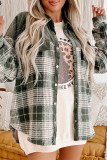 Green Stripes Plaid Button Up Shacket