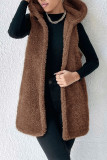 Brown Sleeveless Fleece Vest Coat 