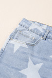 Beau Blue High Waist Star Pattern Plus Size Jeans