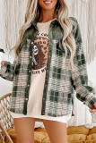 Green Stripes Plaid Button Up Shacket