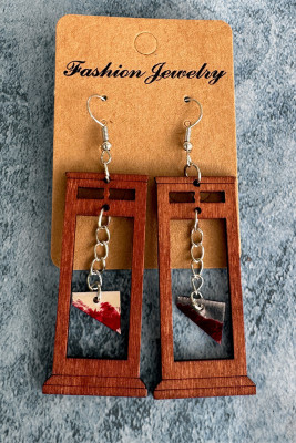 Wooden Halloween Guillotine Earrings 