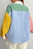 Colorblock Corduroy Shirt Coat 