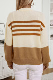 Stripes Colorblock Splicing Knitting Cardigan 