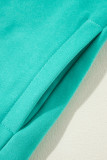 Sea Green Solid Fleece Lined Drop Shoulder High Low Sweatshirt