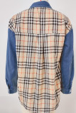 Washed Denim Stripes Patchwork Jacket 