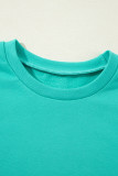 Sea Green Solid Fleece Lined Drop Shoulder High Low Sweatshirt