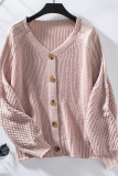 V Neck Button Up Front Open Knitting Cardigan 