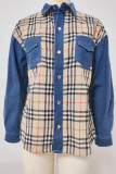 Washed Denim Stripes Patchwork Jacket 