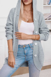 Hooded Waffle Knit Cardigan 