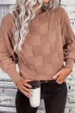 Brown Textured Knitting Sweater 