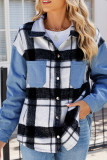 Plaid Patchwork Denim Jacket Coat 