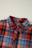 Red Plus Size Plaid Print Buttoned Shirt