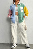 Colorblock Corduroy Shirt Coat 