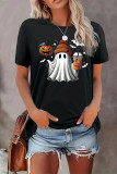 Ghost Coffee Pumpkin Halloween Print Graphic Top