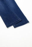 Sail Blue Wide Leg Pocketed High Waist Jeans