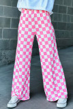 Bonbon 2-Tone Checked Print High Waist Wide Leg Pants