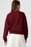 Burgundy Solid Fleece Lined Drop Shoulder Terry Sweatshirt