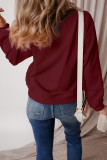 Burgundy Solid Fleece Lined Drop Shoulder Terry Sweatshirt