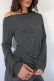 Grey Drop Shoulder Loose Top 