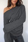 Grey Drop Shoulder Loose Top 