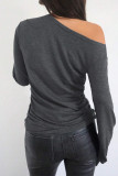 Grey Drop Shoulder Loose Top 