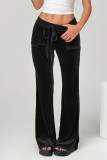 Black Velvet Wide Leg Pants 