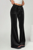 Black Velvet Wide Leg Pants 