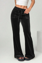 Black Velvet Wide Leg Pants 