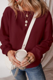 Burgundy Solid Fleece Lined Drop Shoulder Terry Sweatshirt