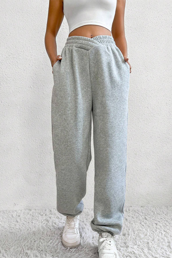 Grey High Waist Jogger Pants 