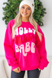 Rose Red Christmas Holly Jolly Babe Graphic Oversized Sweatshirt