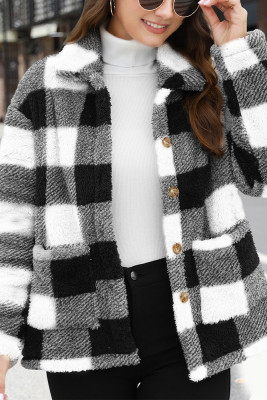 Plaid Leopard Fleece Coat 