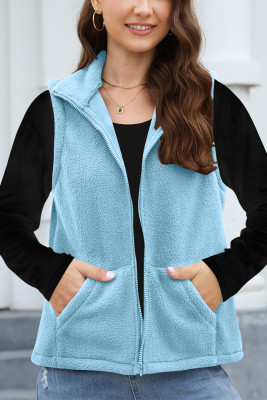 Zipper Design Fleece Vest 