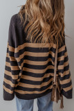 Black Stripe Collared Quarter Zipper Oversized Sweater