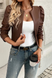 Plain Short PU Leather Jacket 