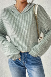 Ribbed Knitting Hooded Sweatshirt 