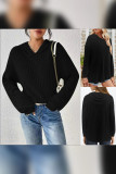 Ribbed Knitting Hooded Sweatshirt 