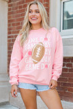 Pink GAME DAY Rugby Football Graphic Pullover Sweatshirt