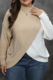 Plus Size Color Block Knitting Sweater 