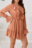 Ruffle Splicing Puff Sleeves Dress 