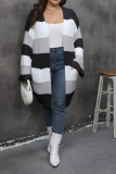 Plus Size Color Block Knitting Cardigan 