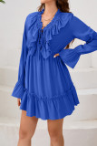 Ruffle Splicing Puff Sleeves Dress 