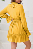 Ruffle Splicing Puff Sleeves Dress 