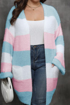 Plus Size Color Block Knitting Cardigan 