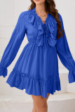 Ruffle Splicing Puff Sleeves Dress 