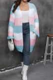 Plus Size Color Block Knitting Cardigan 