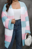 Plus Size Color Block Knitting Cardigan 