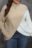 Plus Size Color Block Knitting Sweater 