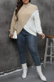 Plus Size Color Block Knitting Sweater 