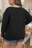 Plus Size Black Lace Knitting Sweater